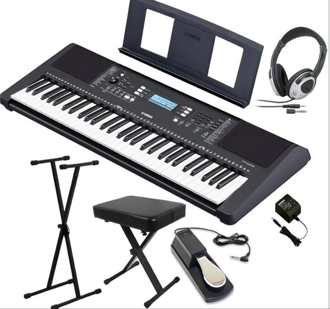 Yamaha PSR-E373 61鍵キーボード(ペダル、スタンド、イス付き)