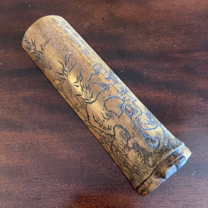 煎茶道具　茶合　彫刻　仙媒