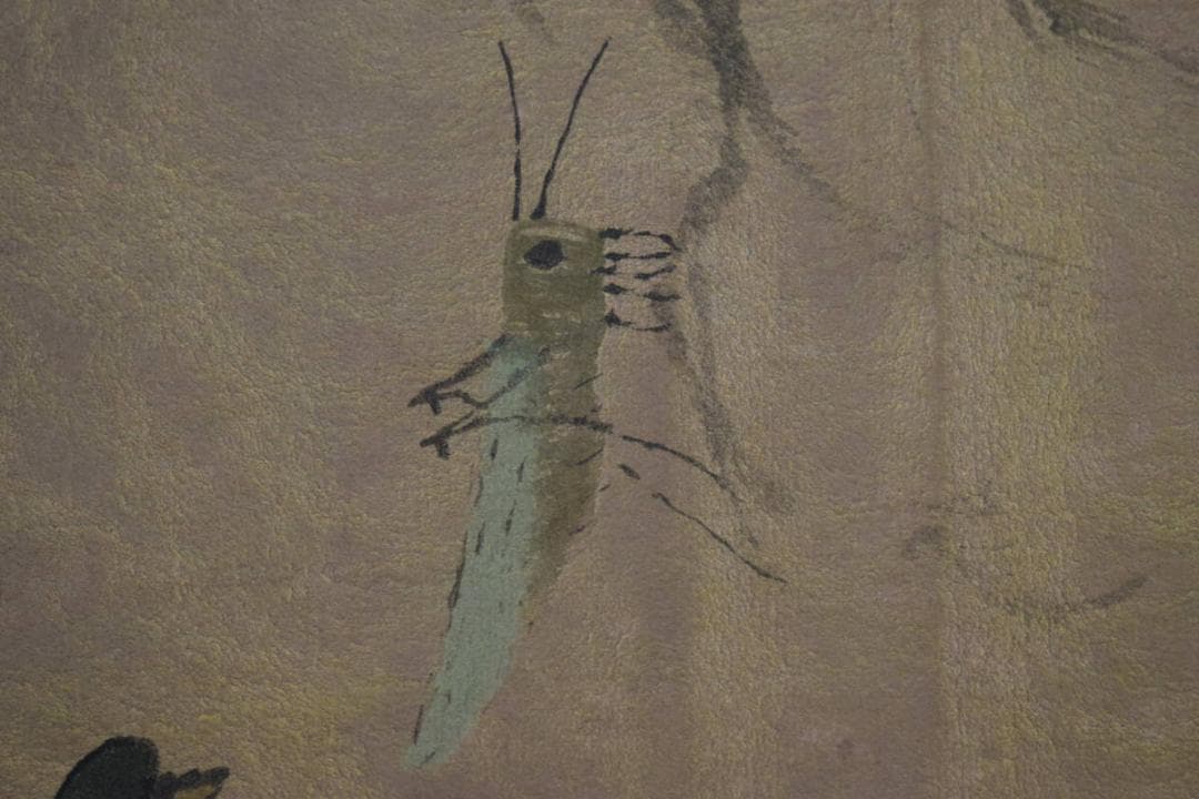 複製/中国画の巨匠/斎白石/斉白石/バッタに鶏図/工芸/布袋屋掛軸HI-50