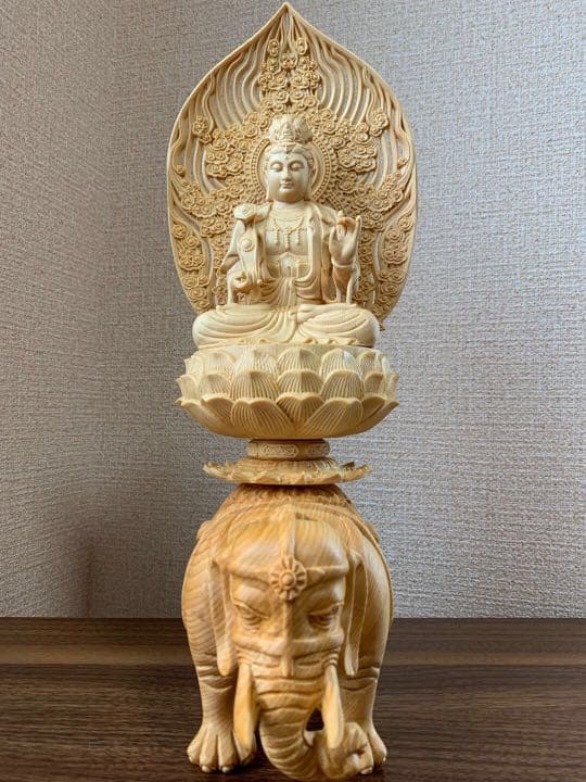 仏像　木彫　文殊、普賢菩薩像　檜木