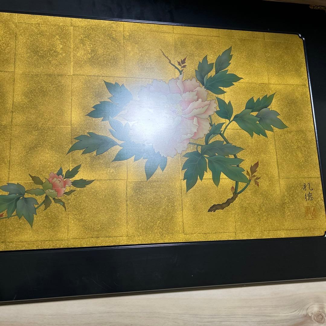金色の牡丹 日本画 礼徳