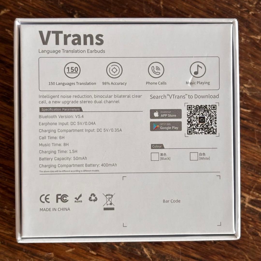 【新品】VTrans-G5 400mAhイヤホン翻訳機 138言語対応