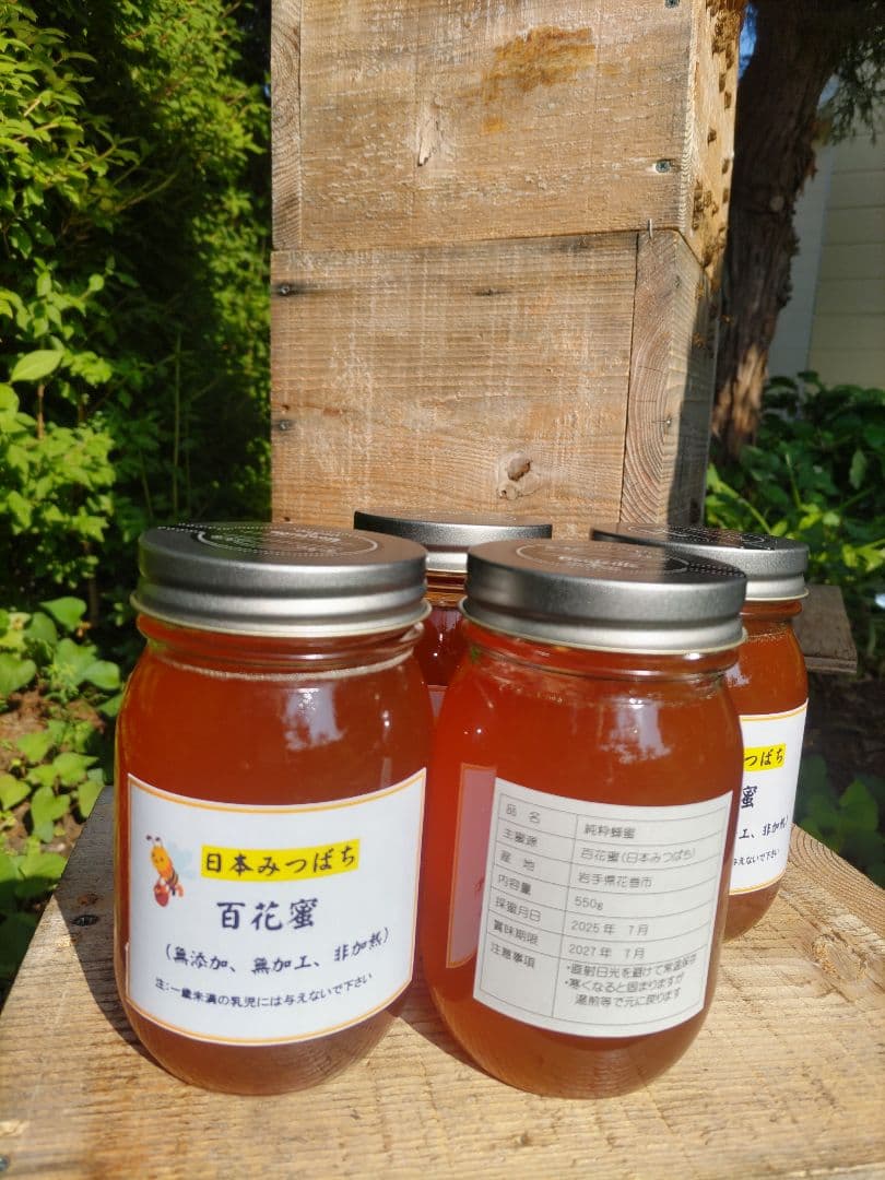 令和７年新蜜　日本みつばちの百花蜜　550ｇ✕4本（2.2㎏）