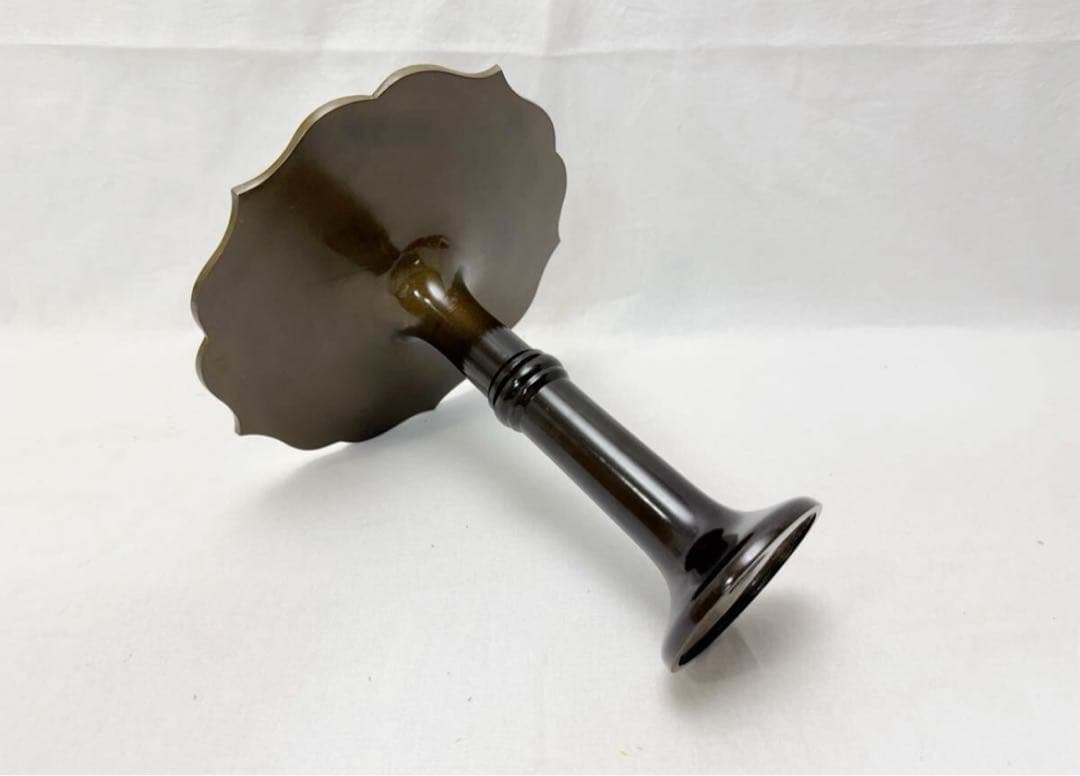 ほぼ未使用 華道具 銅 桔梗一文字花入 重さ約:0.8kg 銅印 生け花 紙箱