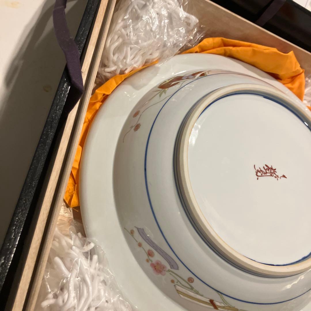 九谷焼◆皇太后階下御麗筆 / 雛之図 大皿◆金彩 謹製復刻 飾り皿 立ち雛