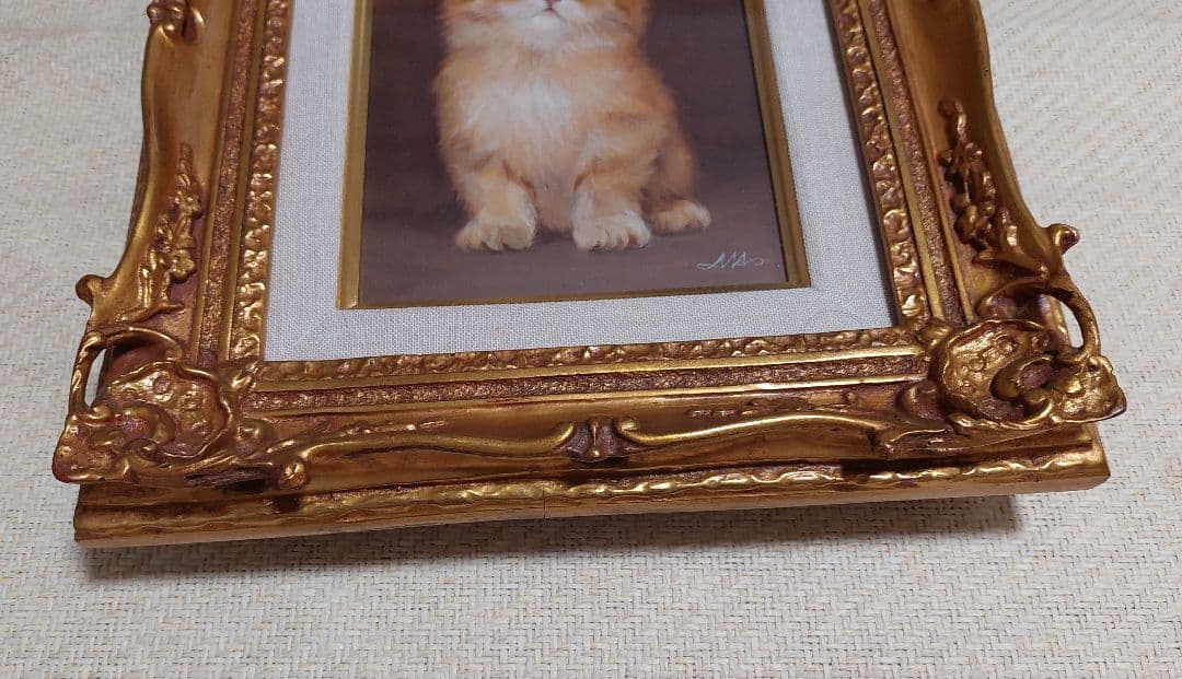 油彩　猫　柳田昌和　チビとら