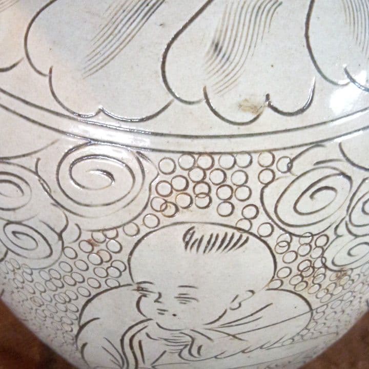 中国陶磁器　磁州窯　人物壺