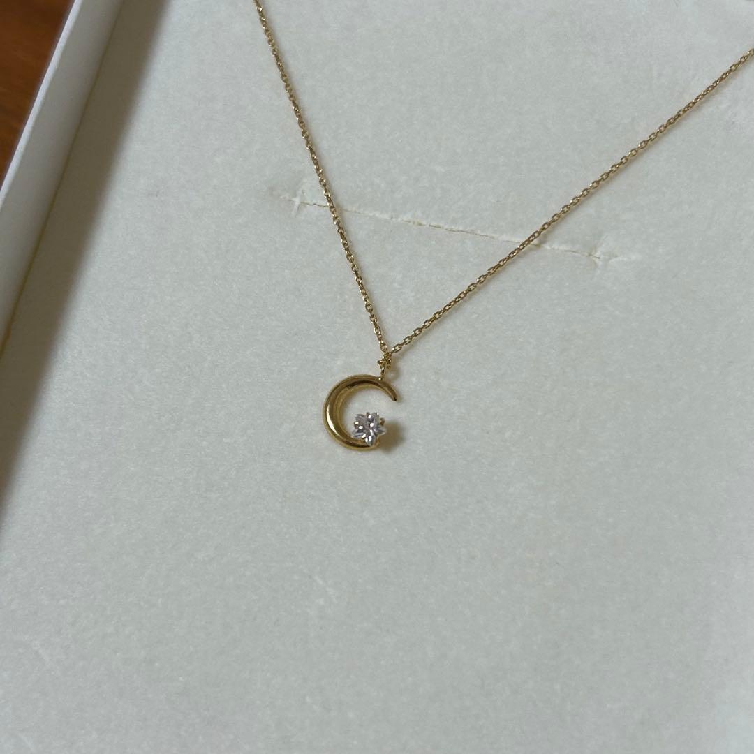 cuicui K18キュービックジルコニア ムーン ネックレス