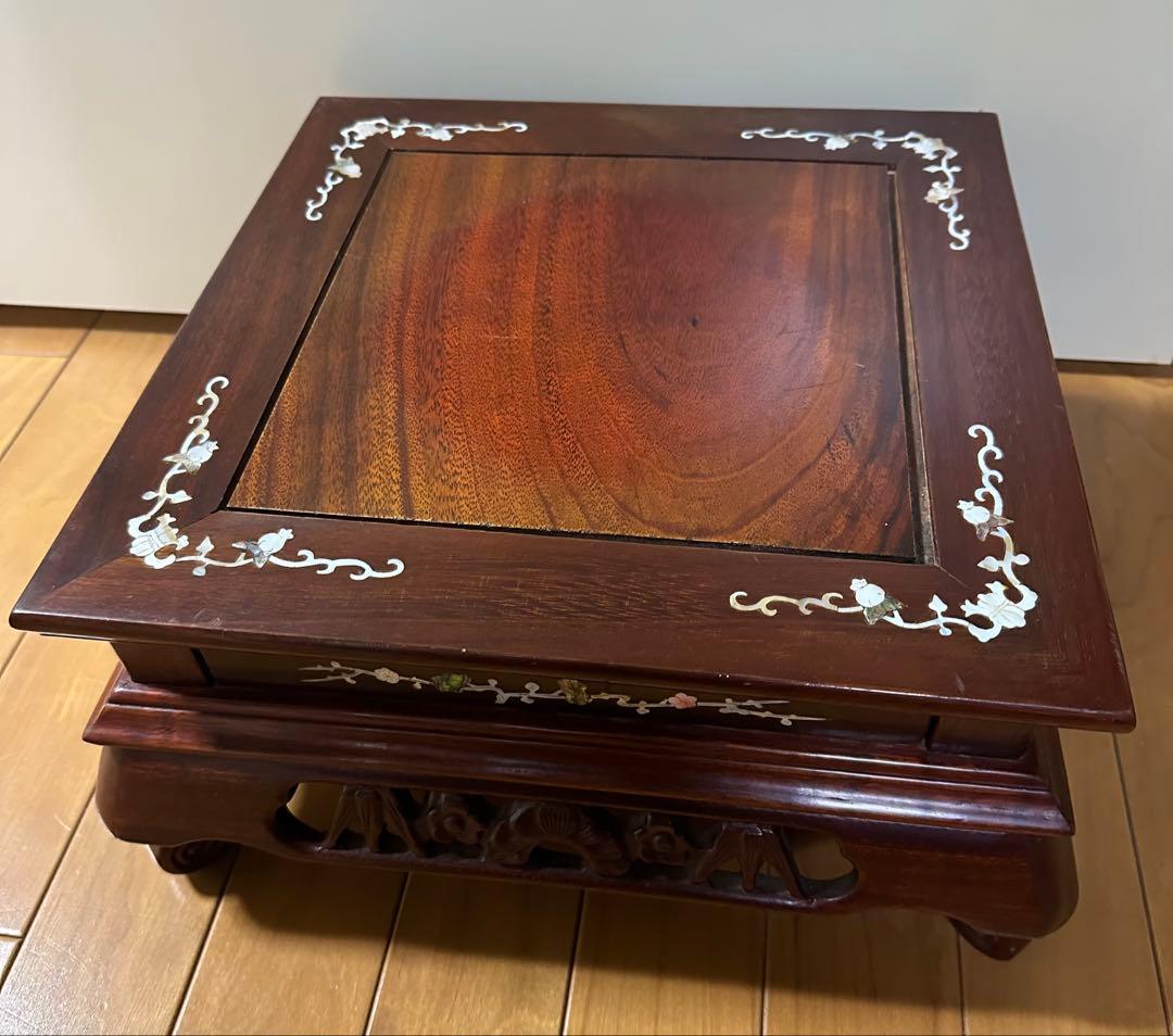 天然木 木製 飾り台(飾台)彫刻 花台 W36cm×H36cm×18cm