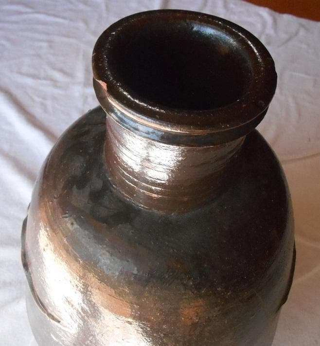 花入り 　古い甕　酢甕　　　骨董品　花瓶