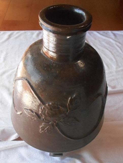 花入り 　古い甕　酢甕　　　骨董品　花瓶