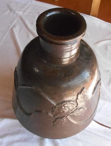 花入り 　古い甕　酢甕　　　骨董品　花瓶