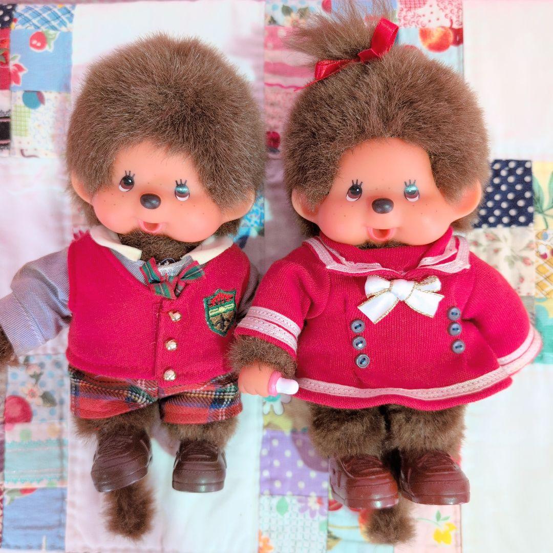 モンチッチ/sekiguchi/ぬいぐるみペア/セーラー服/赤/昭和レトロ