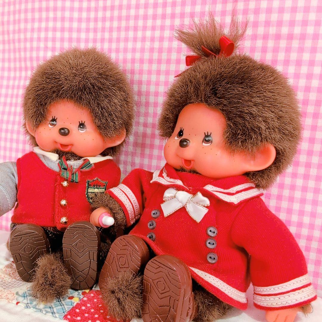 モンチッチ/sekiguchi/ぬいぐるみペア/セーラー服/赤/昭和レトロ