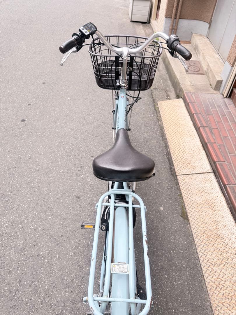 大阪府　ブリヂストン　自転車 水色 シティタイプ 前面バスケット付き