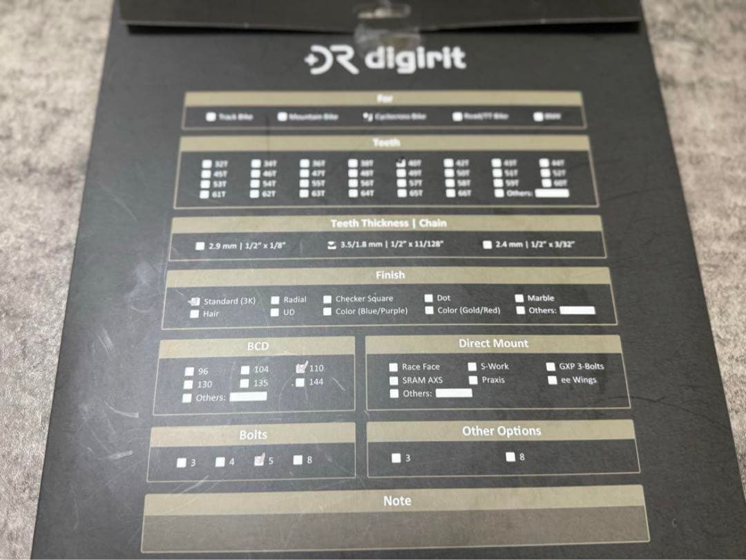Digirit カーボン チェーンリング 40T ナローワイド フロント