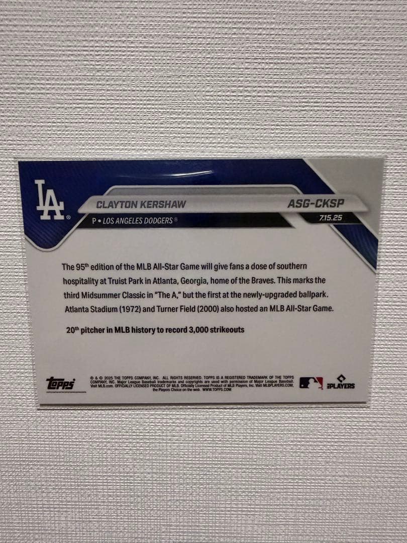 ALL-STAR GAME 2025クレイトンカーショーSHORTPRINTS版