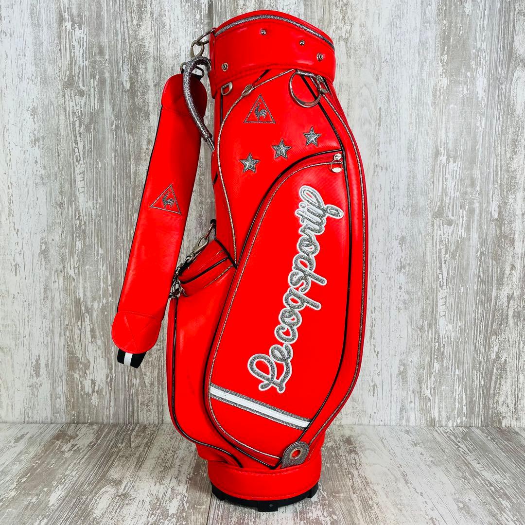 le coq sportif レディース　キャディバッグ　レッド　シルバーラメ