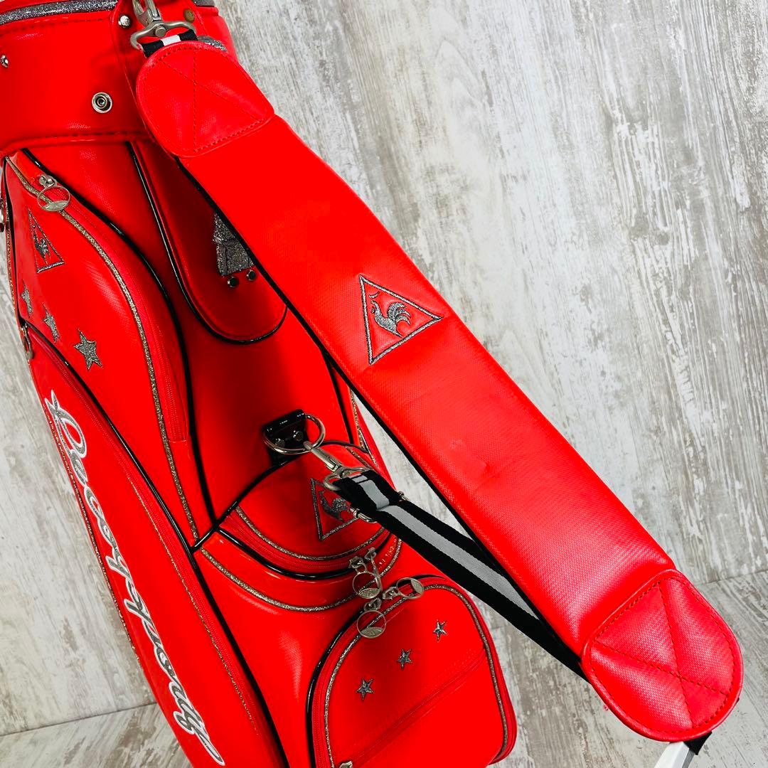 le coq sportif レディース　キャディバッグ　レッド　シルバーラメ