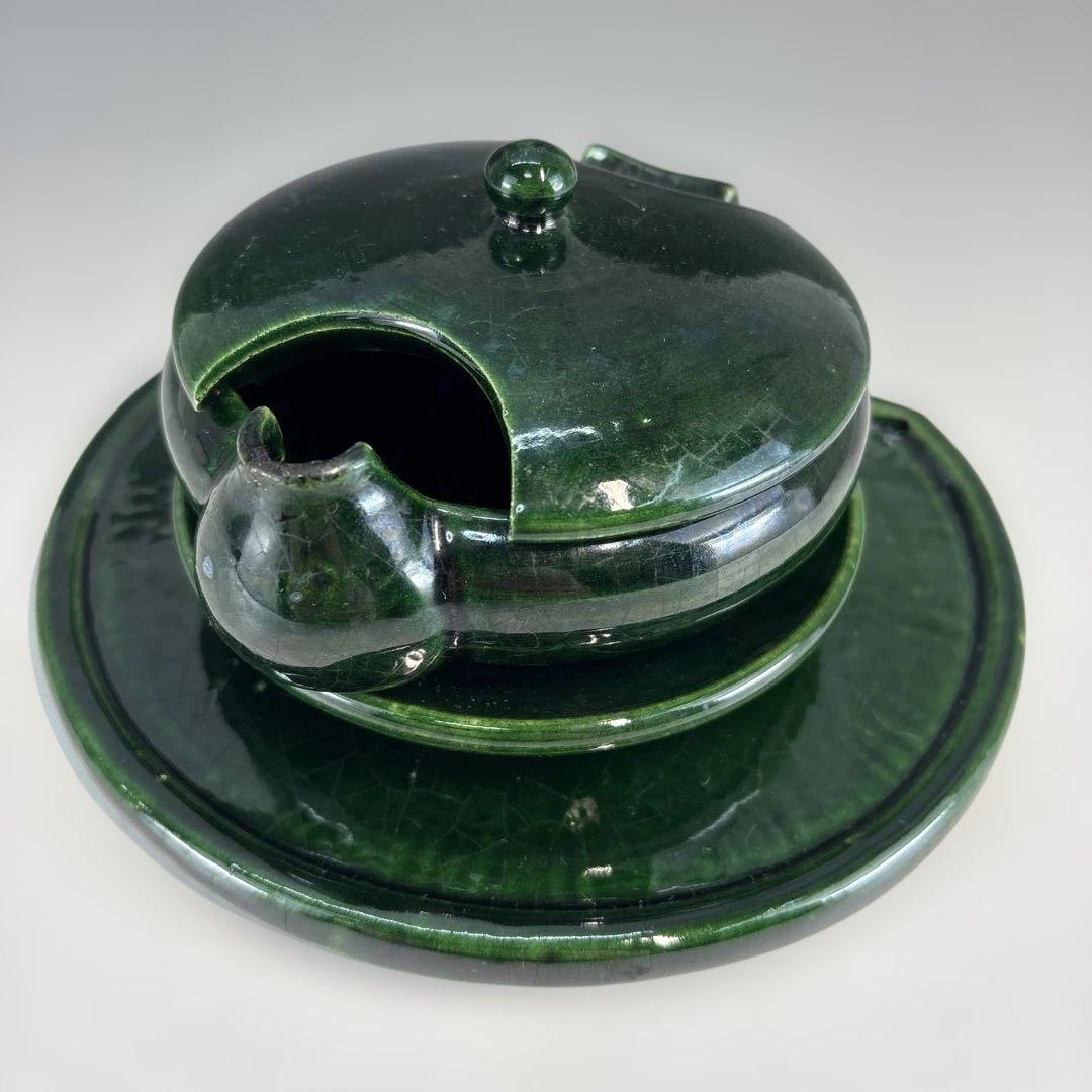 【中古品】茶道具　短檠(タンケイ) 和楽造　夜咄　雀瓦　青楽（紙箱）