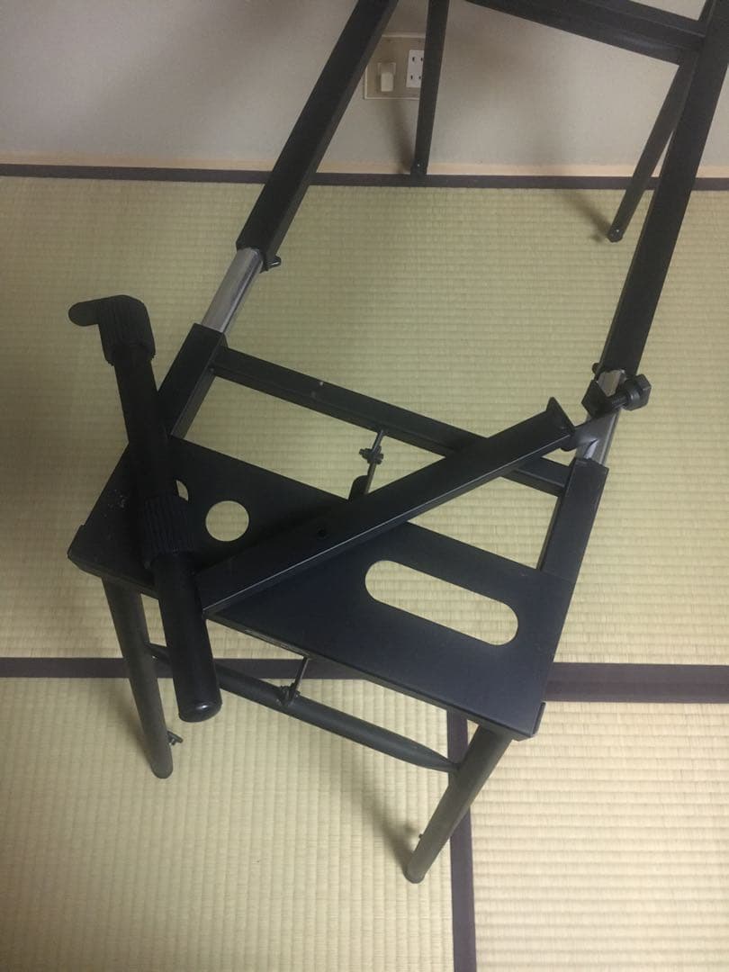 2段　キーボードスタンド ブラック 高さ横の調整可能