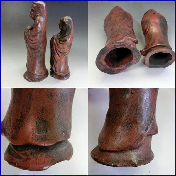 置物■古い達磨 だるま 古備前 2体 オブジェ 土人形 古美術 時代物 骨董品■