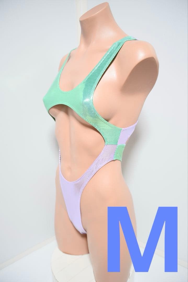 ナンジャモ風ハイカットレオタード グリーン パープル