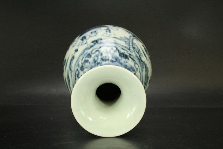 中国美術 青花 古染付 唐物 唐子紋 瓶 高22.5cm 永楽年製(LC516)