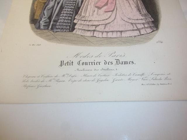 1848年銅版画◆仏製 ファッション誌『プチ・クリエ・デ・ダーム』No.2354