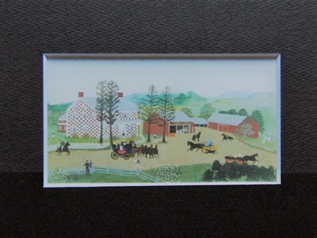 グランマ・モーゼス、『古い格子縞の家』、希少画集画、状態良好、新品高級額装付