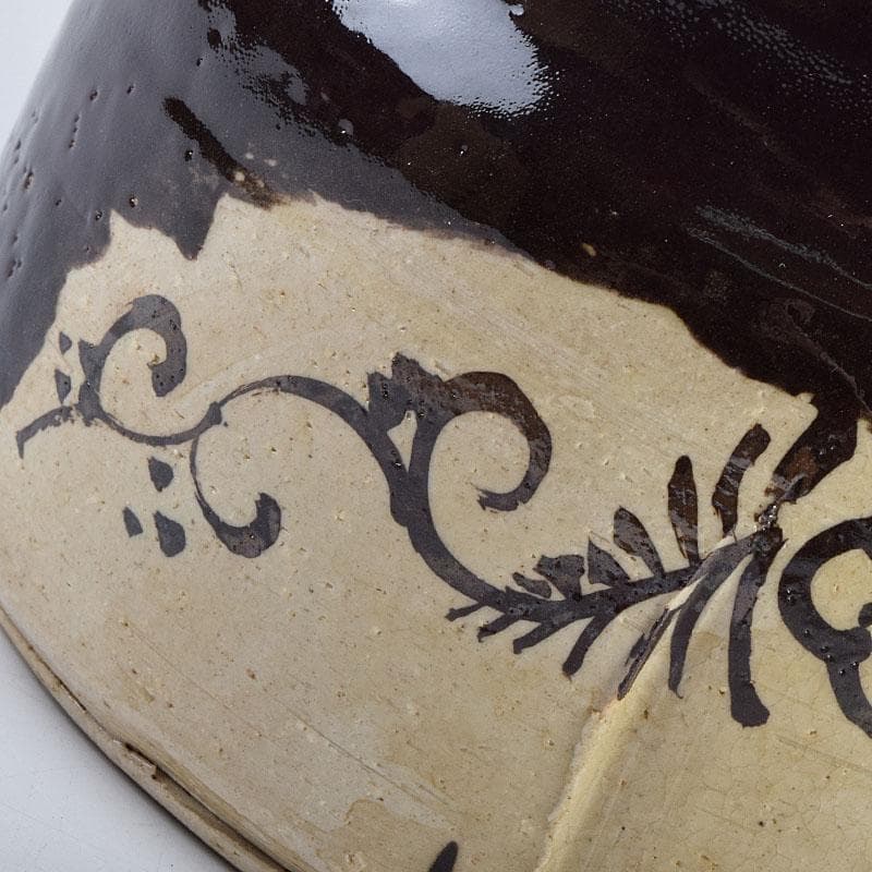 北大路魯山人作　黒織部　花草文　水指　銘清風　清水公照極め箱　M　R9402H