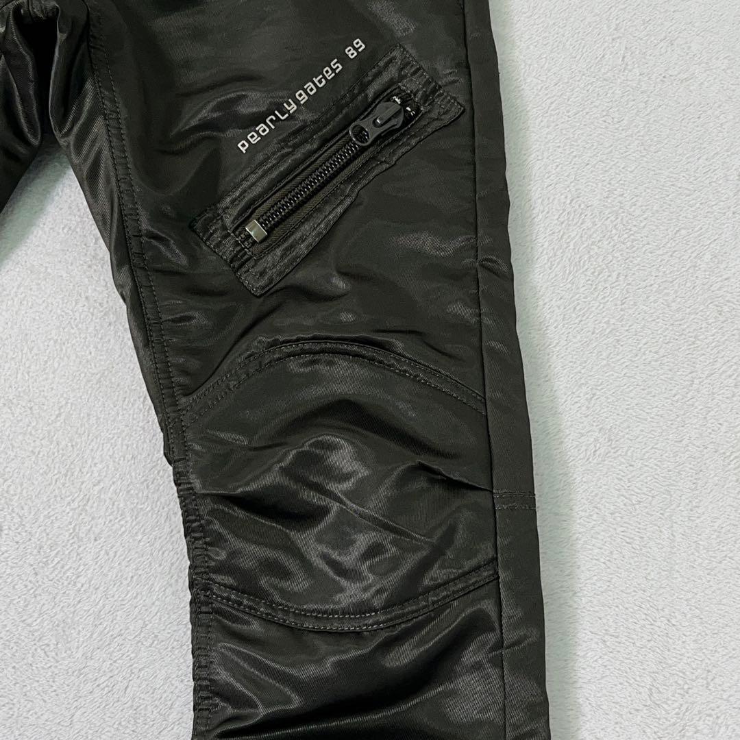 【PEARLY GATES】ゴルフ 中綿パンツ ロゴ刺繍 濃緑 ライダース調