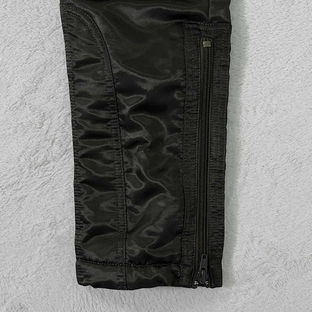 【PEARLY GATES】ゴルフ 中綿パンツ ロゴ刺繍 濃緑 ライダース調