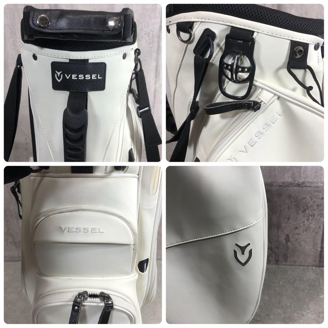 VESSEL　キャディバッグ　４点式　スタンド式　ホワイト　6分割　PUレザー
