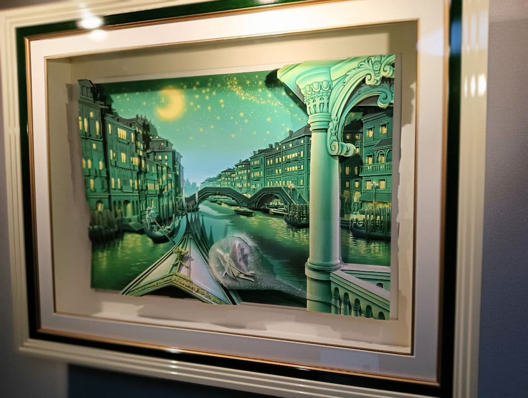 ☆飛び出す絵画　3D大作　塚本馨三　ベネチア　ディズニー　ティンカーベル　真作