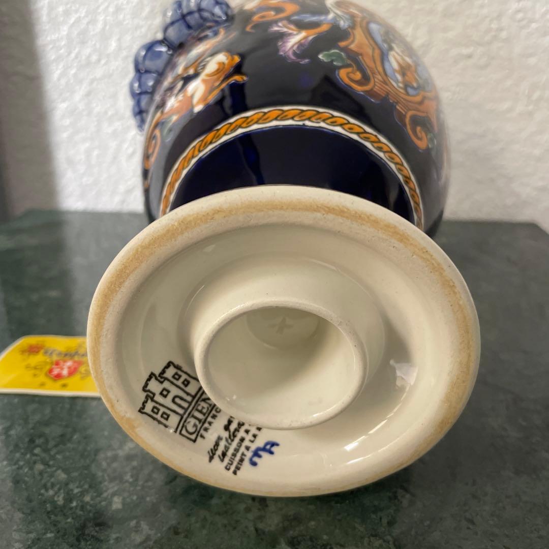 GIEN ジアン　フランス　花瓶　花びん　アンティーク　花器　取って付き　洋風