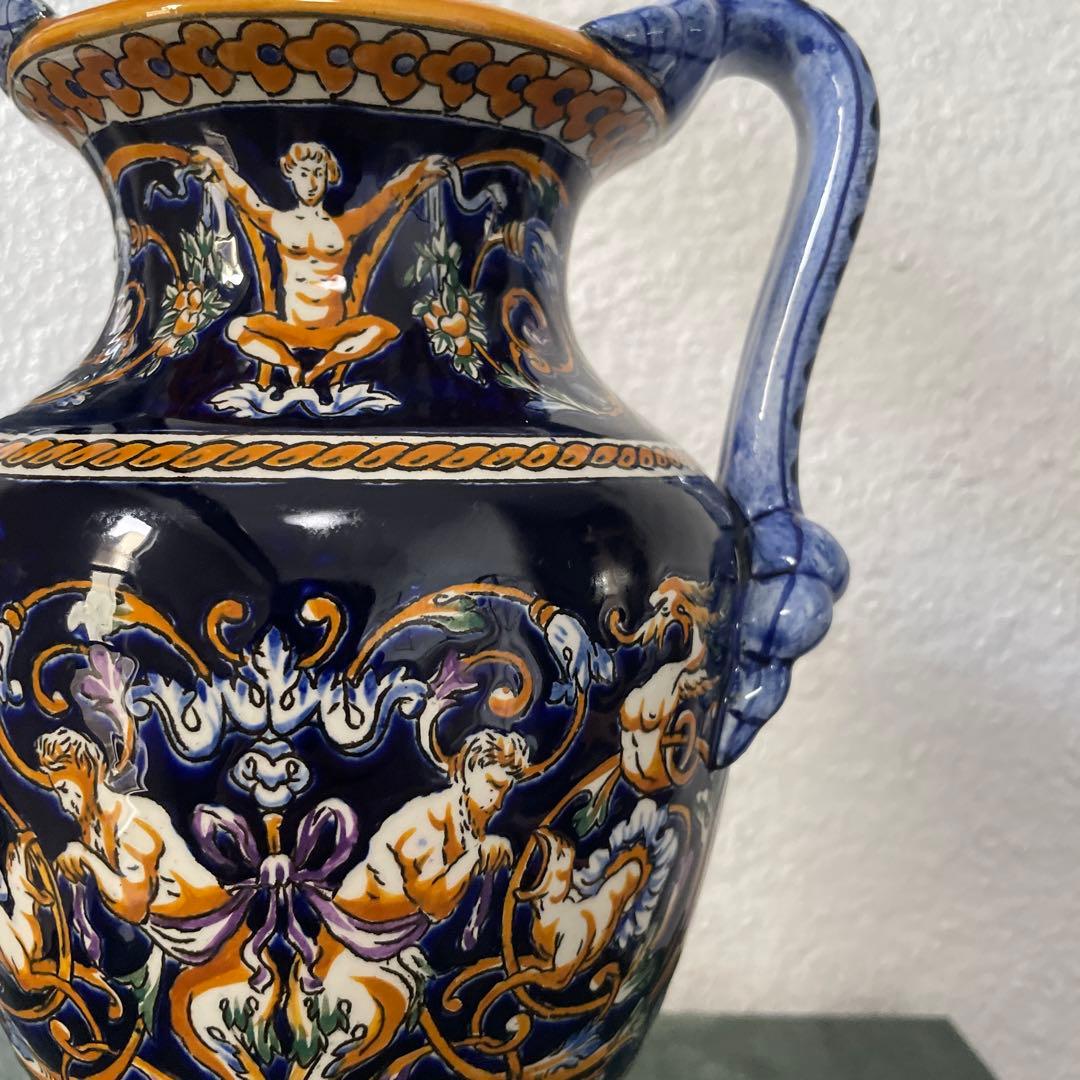 GIEN ジアン　フランス　花瓶　花びん　アンティーク　花器　取って付き　洋風