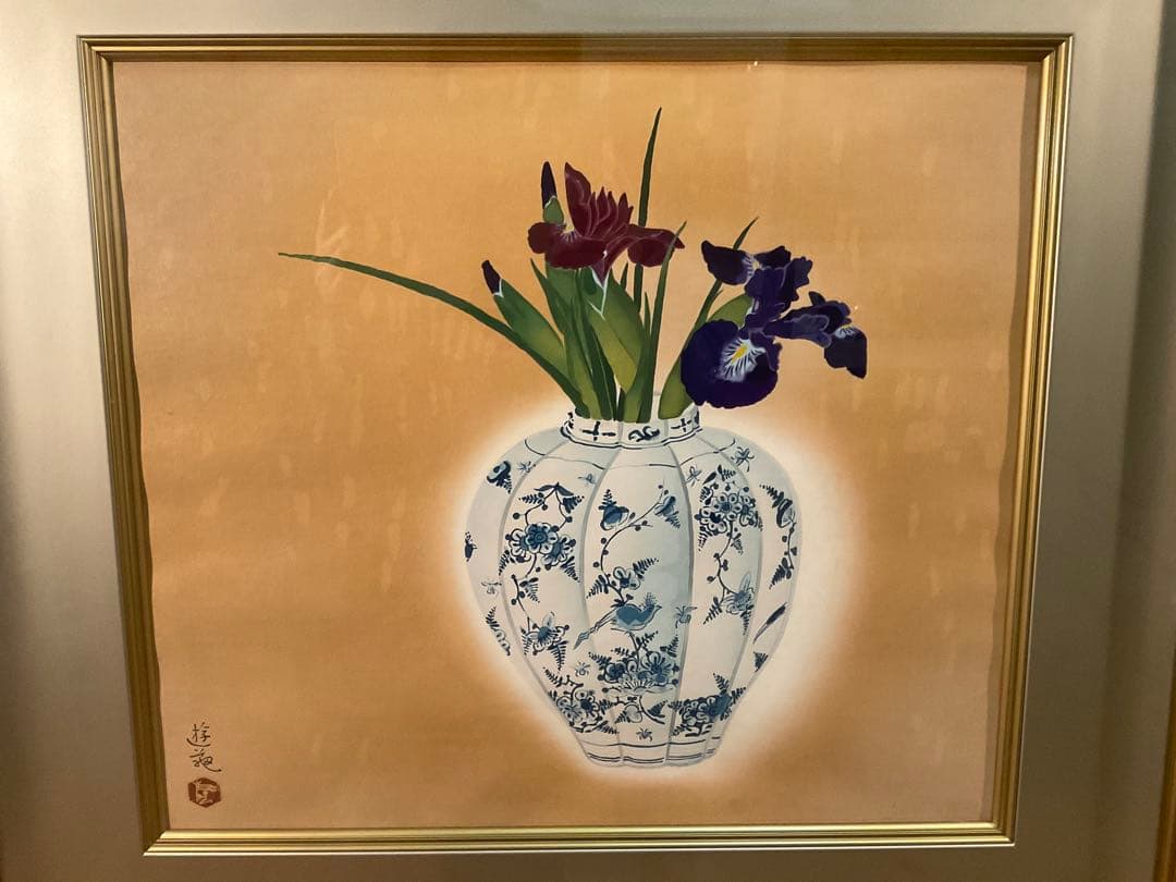 小倉遊亀　「洋壺」　木版画　刷り込みサイン・落款・作品証明シール有り