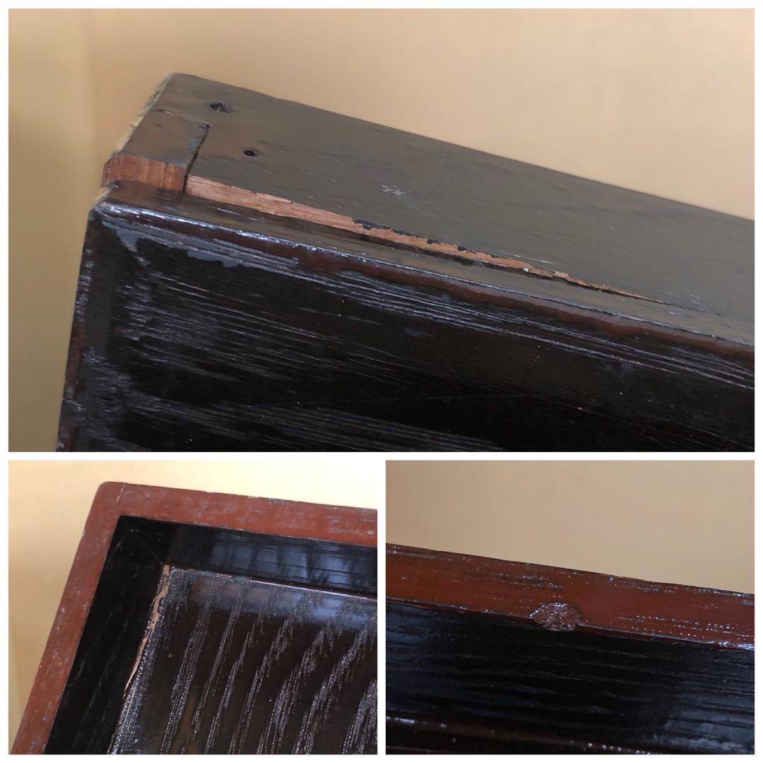 《R》明治時代 四方膳 折敷膳10客 会席膳 木箱　260109き2