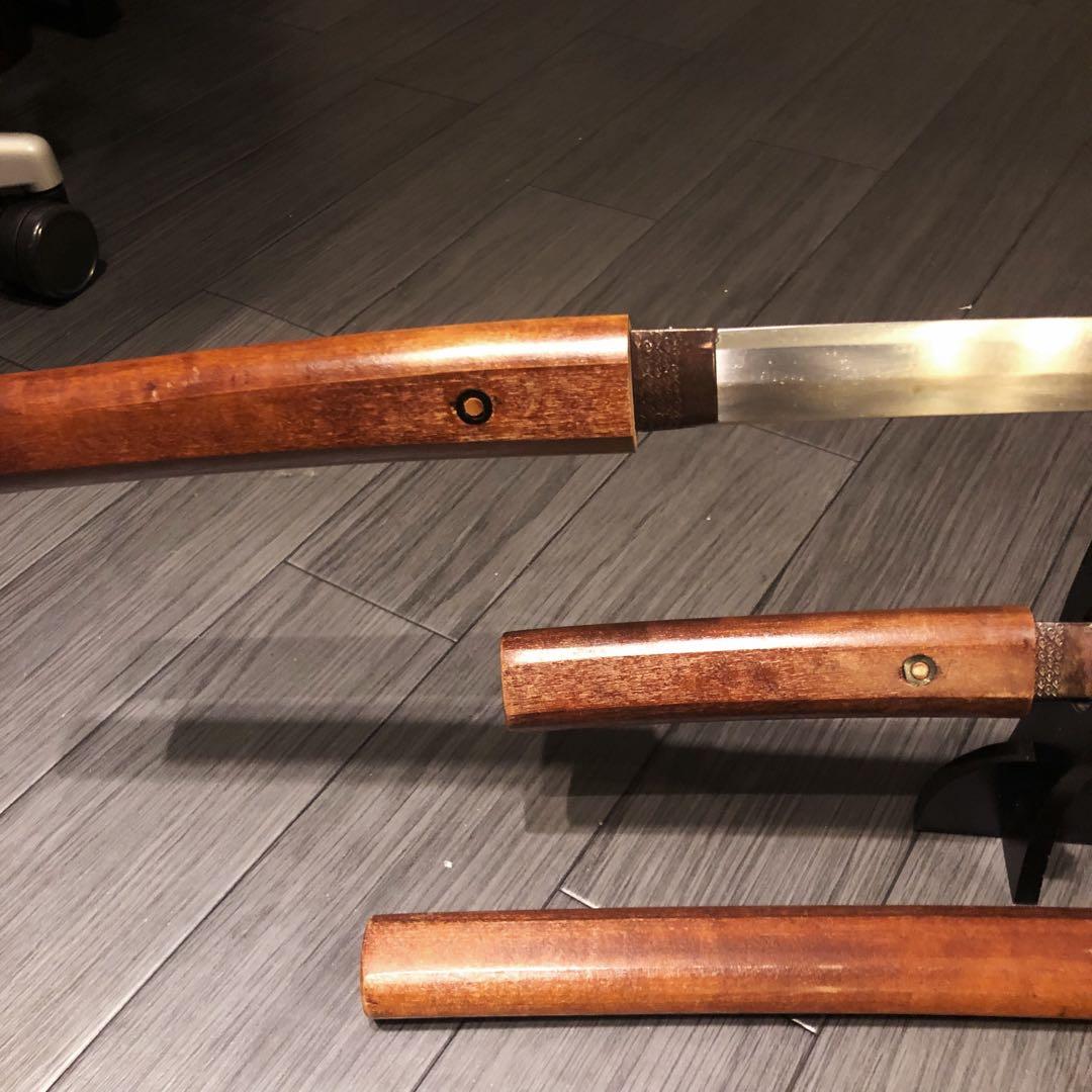 高級模造刀 白鞘 合金製 大小セット　居合刀 刃文 拵え