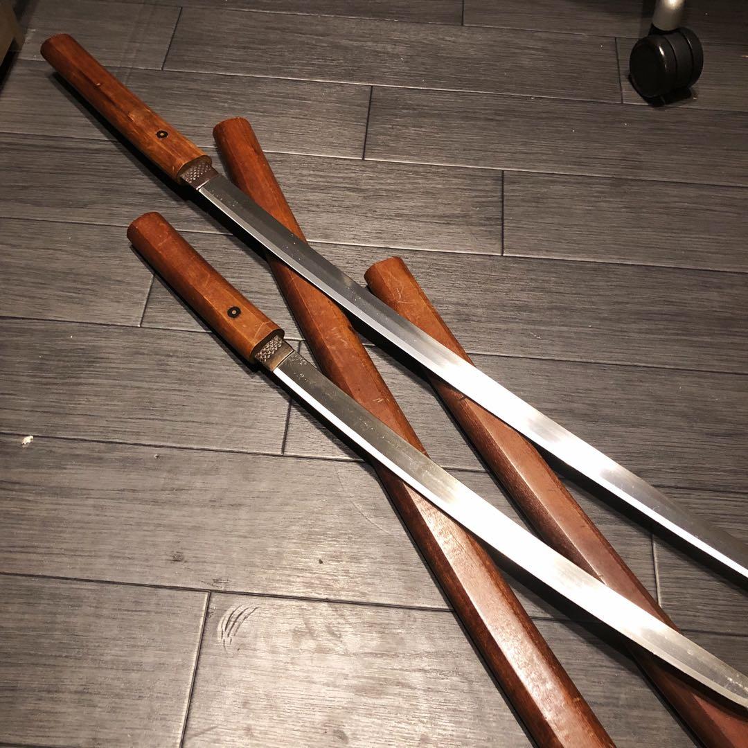 高級模造刀 白鞘 合金製 大小セット　居合刀 刃文 拵え
