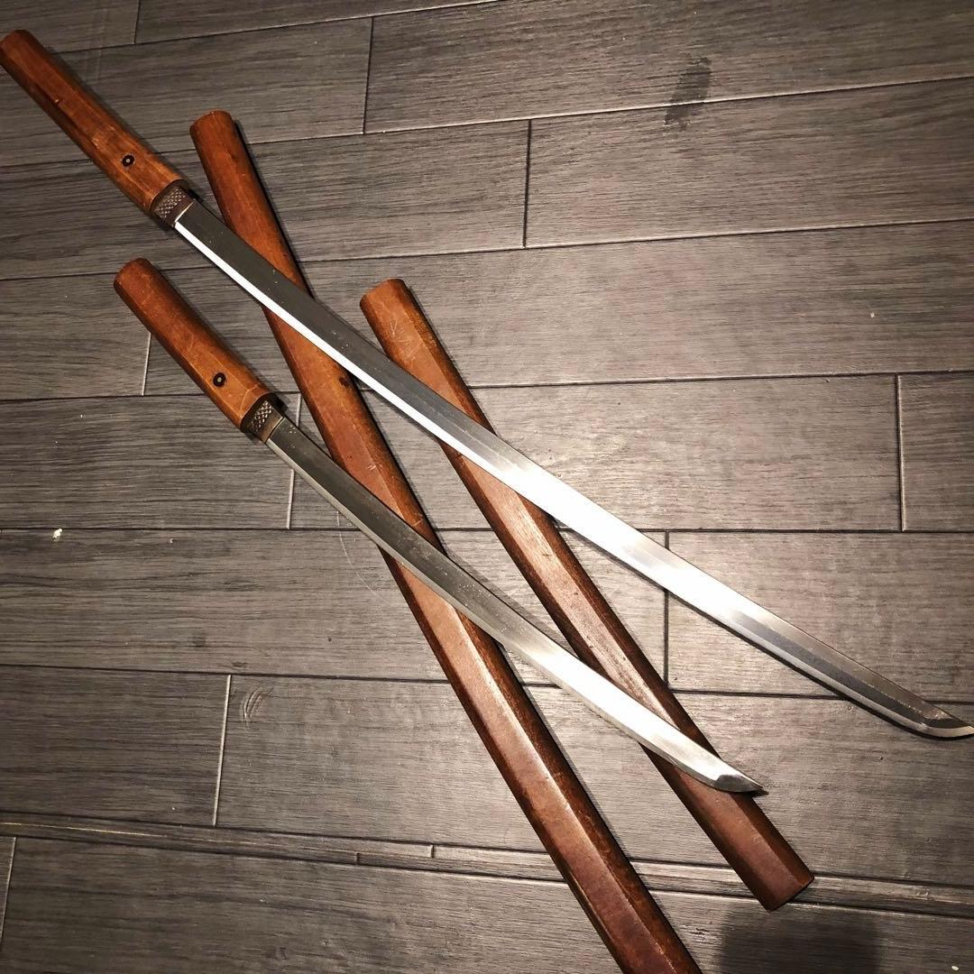 高級模造刀 白鞘 合金製 大小セット　居合刀 刃文 拵え