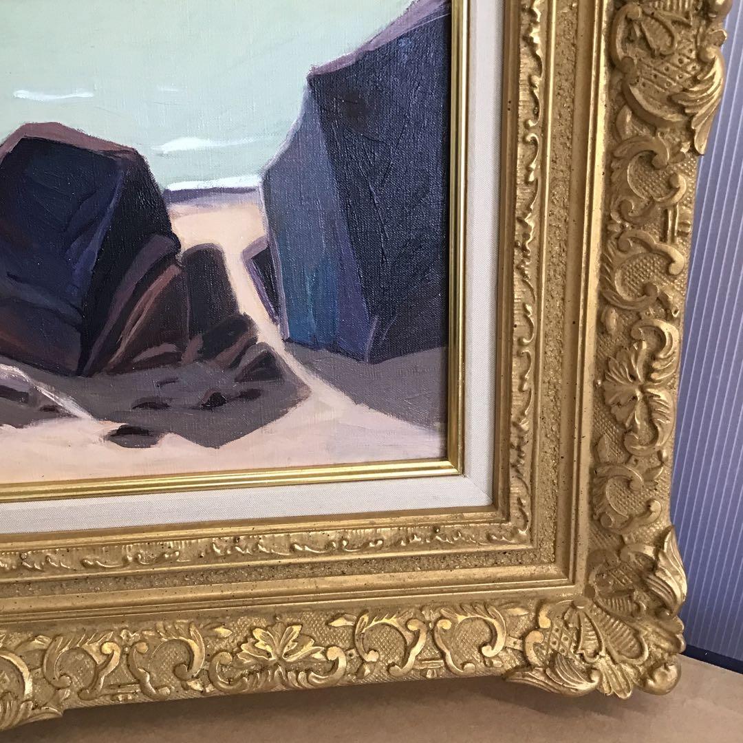 絵画　油彩画　日没　８号　鄭義富作　韓国アーティスト　共箱　S1017KG