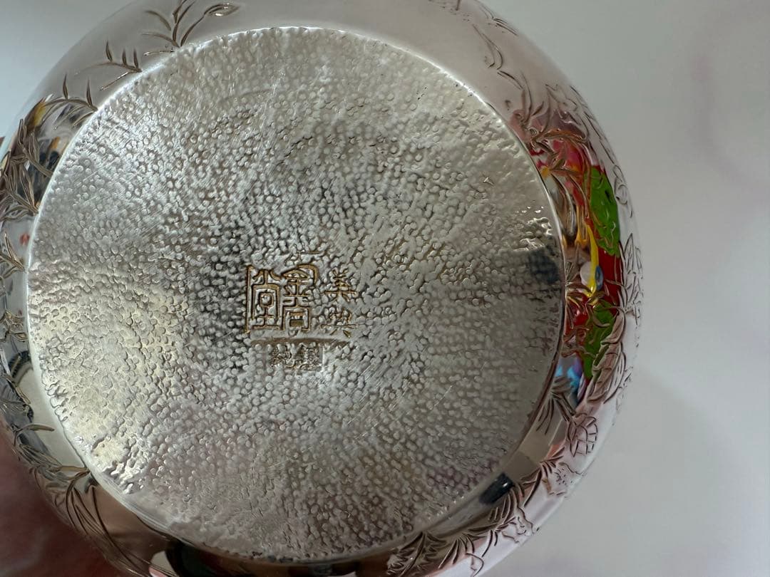 純銀製 花彫 湯沸 銀瓶 煎茶道具