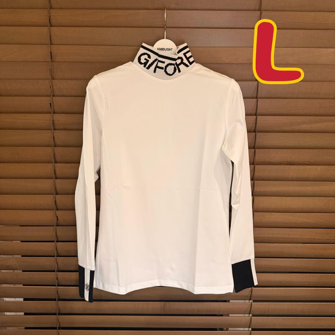 【L】G/FORE ジーフォア ゴルフ カットソー モックネック長袖Tシャツ 白