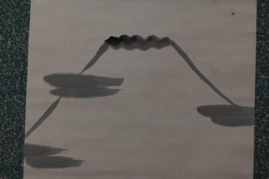 【真作】二代南天棒/富士山帆舟画賛/福小槌画賛/対幅/掛軸/名家伝来/Z-994