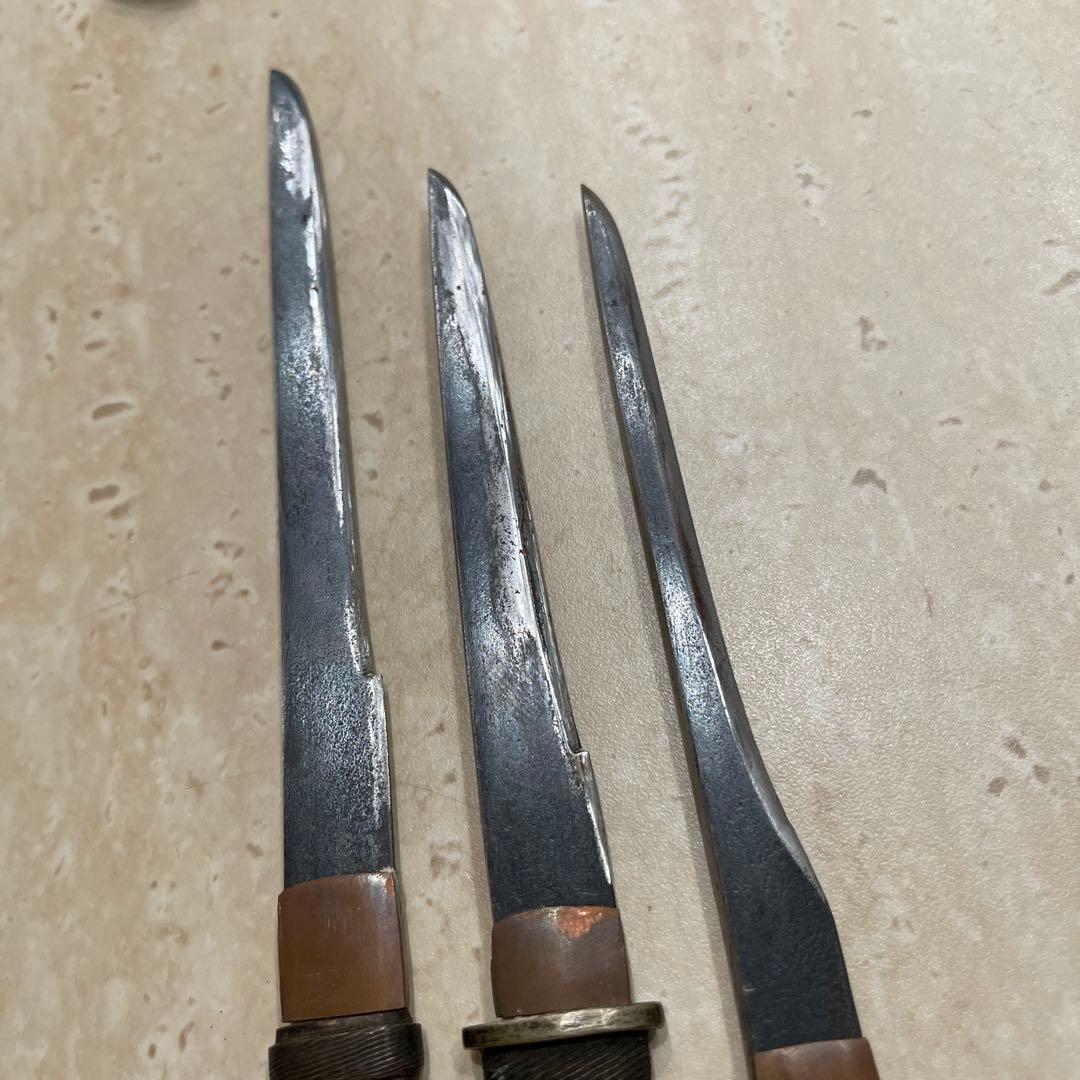 小刀 象嵌 小柄 虫花図 三本セット