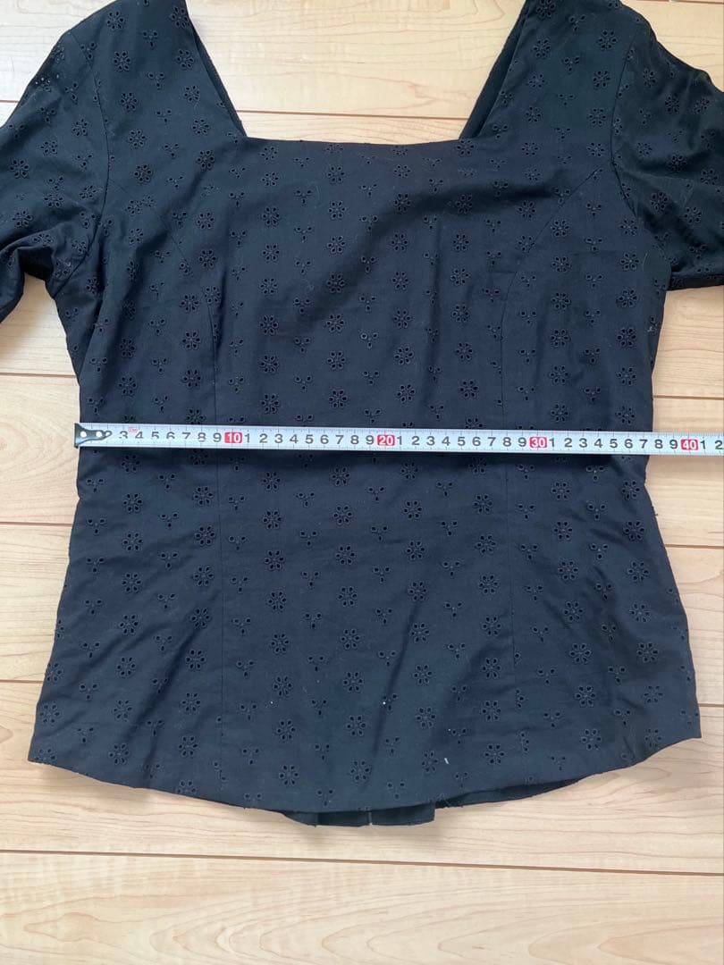 【フラメンコ衣装】フレアスリーブ ブラック トップス　黒　コットン系　サイズL