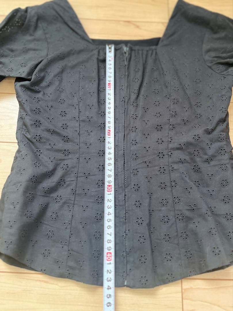 【フラメンコ衣装】フレアスリーブ ブラック トップス　黒　コットン系　サイズL