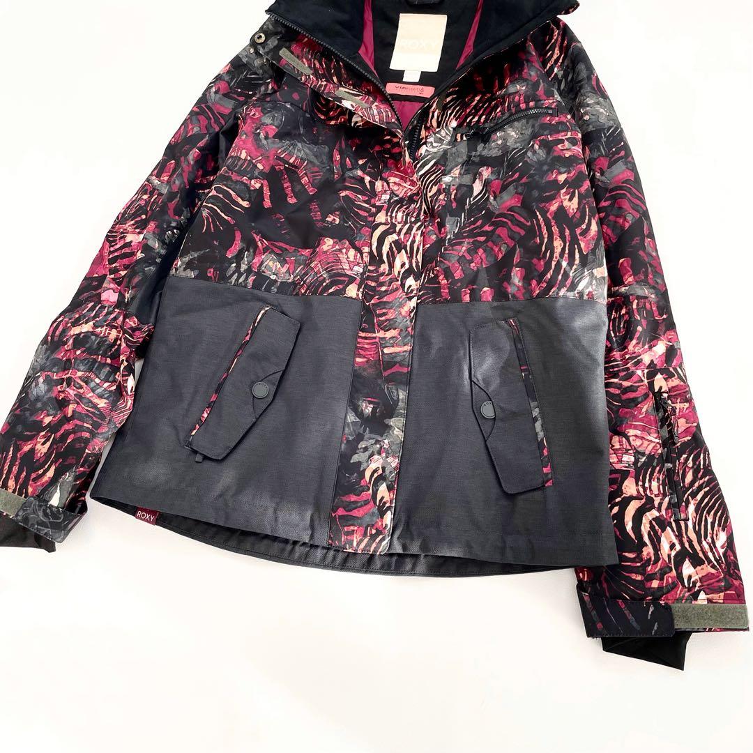 4473【美品】ROXY スノボウェア レディース 花柄 ジャケット ブラック
